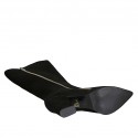 Woman's pointy boot with zipper in black suede heel 7 - Available sizes:  31, 32