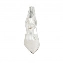 Zapato abierto para mujer en piel perlada de color marfil con cremallera posterior tacon 9 - Tallas disponibles:  32, 42, 43