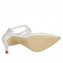 Woman's open shoe in pearled ivory leather with backside zipper heel 9 - Available sizes:  32, 42, 43