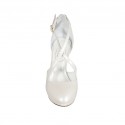 Woman's open shoe in pearled ivory leather with strap, platform and heel 10 - Available sizes:  31, 43, 45