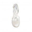 Woman's open shoe in pearled ivory leather with strap, platform and heel 10 - Available sizes:  31, 43