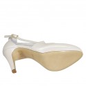 Woman's open shoe in pearled ivory leather with strap, platform and heel 10 - Available sizes:  31, 43