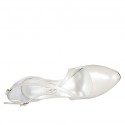 Woman's open shoe in pearled ivory leather with strap, platform and heel 10 - Available sizes:  43