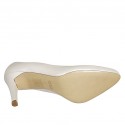 Woman's pump in pearled ivory leather heel 8 - Available sizes:  34