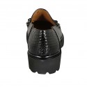 Woman's mocassin with zipper accessory in black printed leather heel 3 - Available sizes:  32
