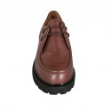 Chaussure derby à lacets pour femmes en cuir marron clair talon 3 - Pointures disponibles:  32, 43