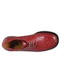 Chaussure derby à lacets pour femmes en cuir imprimé rouge talon 3 - Pointures disponibles:  32, 43