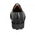 Woman's laced derby shoe in black printed leather heel 3 - Available sizes:  32, 42, 43