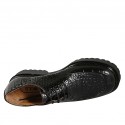 Zapato derby para mujer con cordones en piel imprimida negra tacon 3 - Tallas disponibles:  32, 42, 43