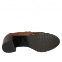Woman's derby laced shoe in cognac brown leather heel 6 - Available sizes:  43