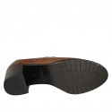 Zapato derby con cordones para mujer en piel de color cuero tacon 6 - Tallas disponibles:  43