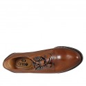 Woman's derby laced shoe in cognac brown leather heel 6 - Available sizes:  43