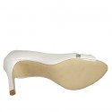 Zapato de salon con punta abierta para mujer en piel marfil perlado tacon 8 - Tallas disponibles:  31