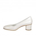 Woman's pump in ivory pearled leather heel 5 - Available sizes:  46