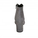 Botines puntiagudos para mujer con cremallera en gamuza gris imprimida brillante tacon 7 - Tallas disponibles:  43