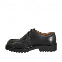 Chaussure derby à lacets pour femmes en cuir noir talon 3 - Pointures disponibles:  32