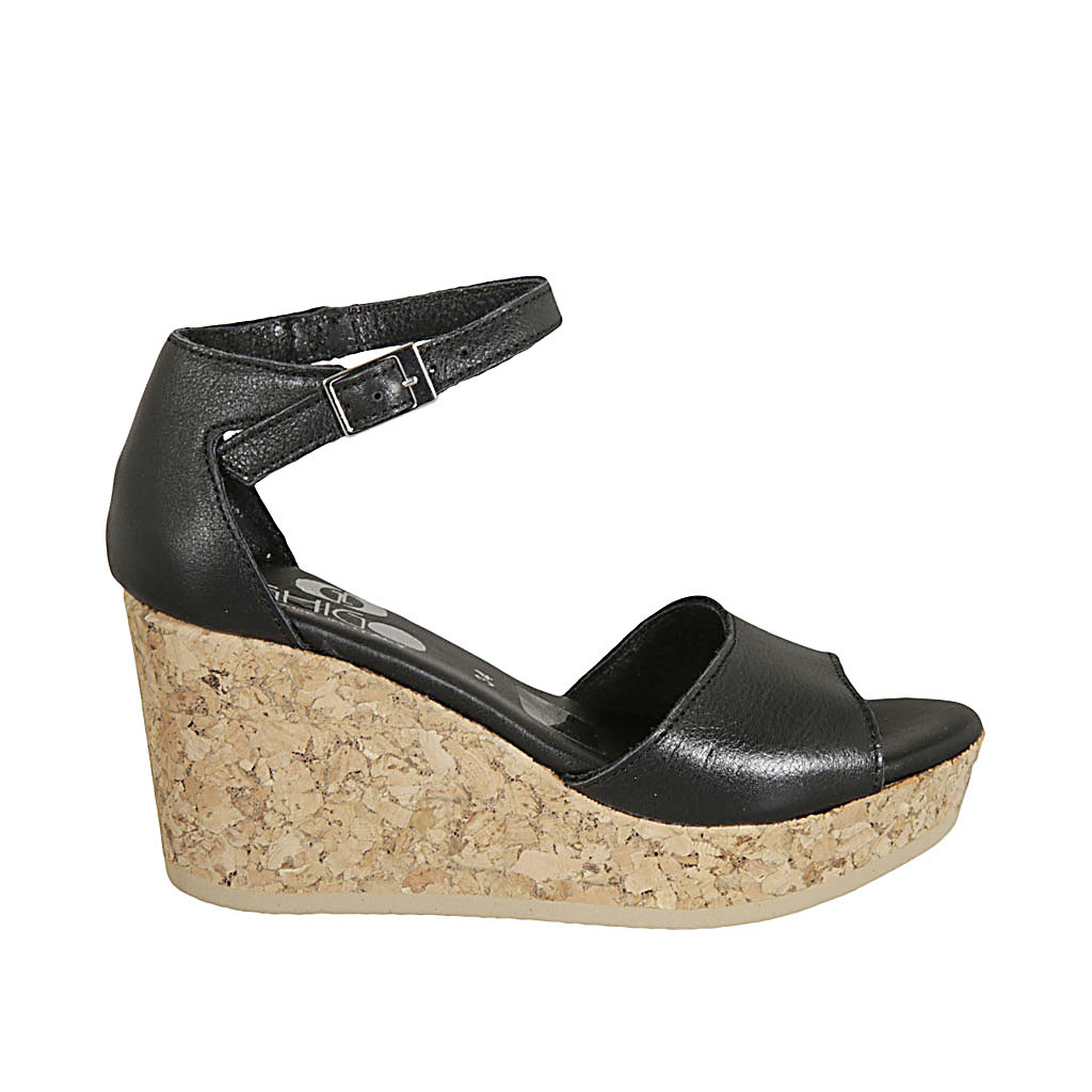 Cuñas negras piel Outlet