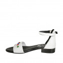 Woman's open shoe with strap and multicoloured studs in white leather heel 2 - Available sizes:  32, 33