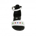 Woman's open shoe with strap and multicoloured studs in white leather heel 2 - Available sizes:  32, 33