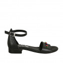 Woman's open shoe with strap and multicoloured studs in black leather heel 2 - Available sizes:  32, 33
