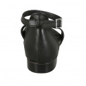 Chaussure ouvert pour femmes en cuir noir avec courroie et goujons colorés talon 2 - Pointures disponibles:  32, 33