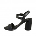 Sandale pour femmes avec courroie en cuir et cuir imprimé bleu foncé talon 7 - Pointures disponibles:  42