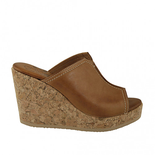 tan mule wedges