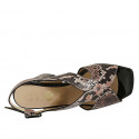 Sandale pour femmes en cuir verni et cuir imprimé noir et rose talon 7 - Pointures disponibles:  42, 43