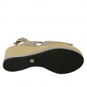 Woman's sandal in taupe suede with studs, platform and coated wedge heel 7 - Available sizes:  42