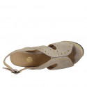 Woman's sandal in taupe suede with studs, platform and coated wedge heel 7 - Available sizes:  42