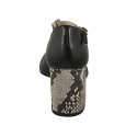 Scarpa aperta da donna con cinturino Charleston in pelle nera e stampata nera e beige tacco 7 - Misure disponibili: 42, 43