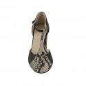Chaussure ouverte pour femmes en cuir noir et imprimé noir et beige avec courroie salomé talon 7 - Pointures disponibles:  42