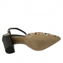 Zapato abierto a punta con cinturon en piel negra a y tejido trensado multicolor tacon 9 - Tallas disponibles:  42, 43