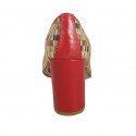 Escarpin à bout pointu pour femmes en cuir rouge et tissu tressé multicouleur talon 8 - Pointures disponibles:  42