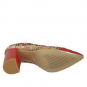 Zapato de salon puntiagudo en piel roja y tejido trensado multicolor para mujer tacon 8 - Tallas disponibles:  42