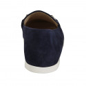 Mocassin pour femmes avec accessoire en daim bleu et tissu tressé bleu clair talon 2 - Pointures disponibles:  42, 43