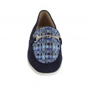 Mocassin pour femmes avec accessoire en daim bleu et tissu tressé bleu clair talon 2 - Pointures disponibles:  42, 43