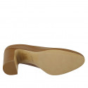 Zapato de salon en piel brun claro para mujer tacon 8 - Tallas disponibles:  31