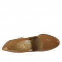 Zapato de salon en piel brun claro para mujer tacon 8 - Tallas disponibles:  31