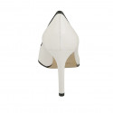 Zapato de salon puntiagudo para mujer en piel blanca, negra y color desnudo tacon 8 - Tallas disponibles:  31