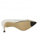 Zapato de salon puntiagudo para mujer en piel blanca, negra y color desnudo tacon 8 - Tallas disponibles:  31