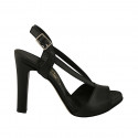 Woman's sandal in black leather heel 10 - Available sizes:  42