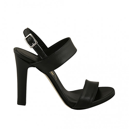 Sandale pour femmes en cuir de couleur noir talon 10 - Pointures disponibles:  31, 32, 42, 47