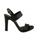 Sandalo da donna in pelle color nero tacco 10 - Misure disponibili: 31