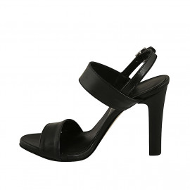 Sandale pour femmes en cuir de couleur noir talon 10 - Pointures disponibles:  31 2