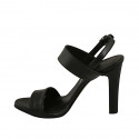 Sandalo da donna in pelle color nero tacco 10 - Misure disponibili: 31