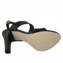 Woman's sandal in black-colored leather heel 10 - Available sizes:  31