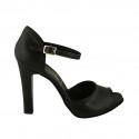 Woman's open shoe with strap in black leather heel 10 - Available sizes:  42