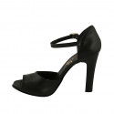 Woman's open shoe with strap in black leather heel 10 - Available sizes:  42