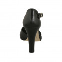 Chaussure ouverte pour femmes avec courroie en cuir noir talon 10 - Pointures disponibles:  42